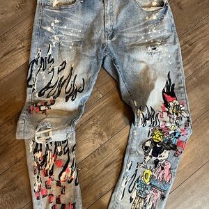 Edgy Graphic Skinny Jeans for Men